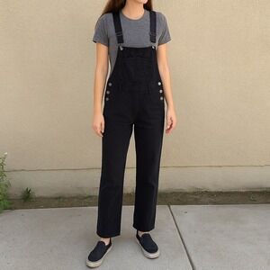 Brandy Melville J.GALT Denim Overalls Womens Small Black Bib Pants Preppy Boho